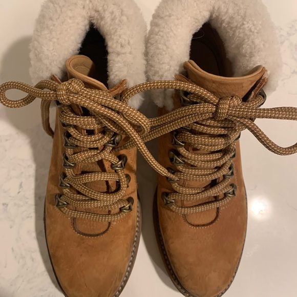 M Gemi womens shearling boots size 38 1/2 in tan - Picture 2 of 8